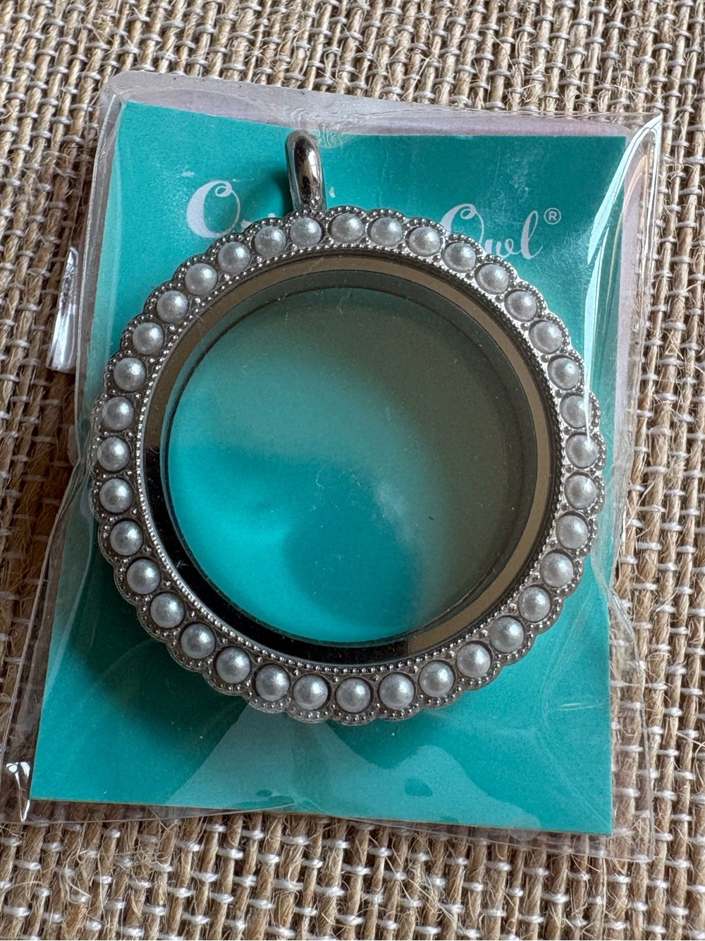 Origami Owl Large Silver with Pearls Twist Locket